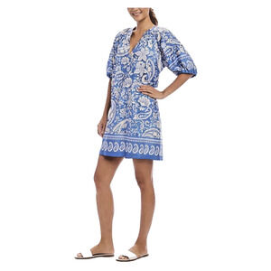 NWT Karen Kane Blue Puff Sleeve Peasant Dress - Size XS